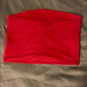 Red strapless top